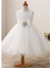 Ivory Lace Sparkly Tulle Flower Girl Dress With Crystal Pin